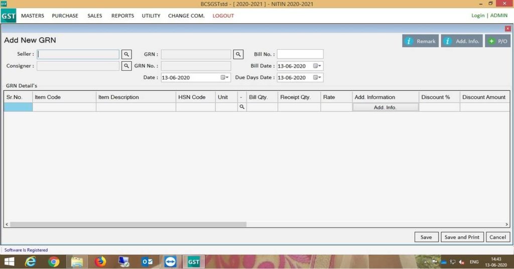 GRN Entry And Edit (GST Billing Software)