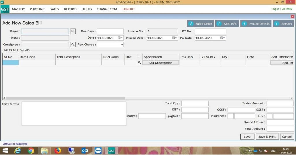 Invoice Entry And Edit (GST Billing Software)